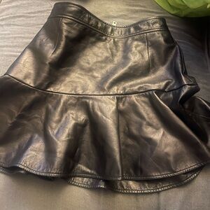 Givenchy Black Leather Skater Skirt